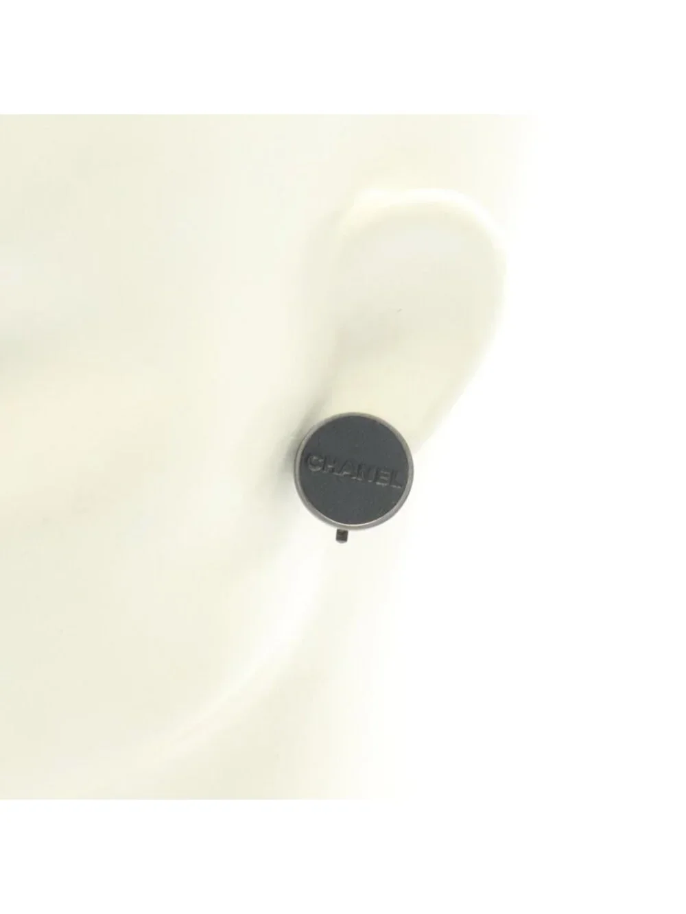 Chanel Earrings Logo Stainless Steel Leather